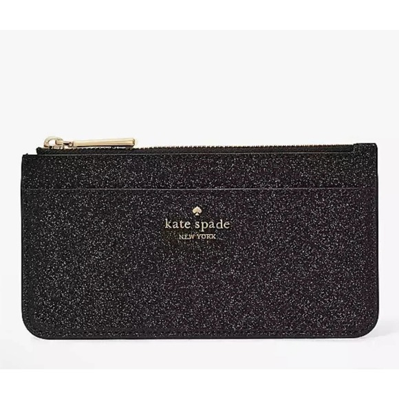KATE SPADE BOXED LARGE SLIM CARDHOLDER IN BLACK GLITTER - Picture 4 of 5